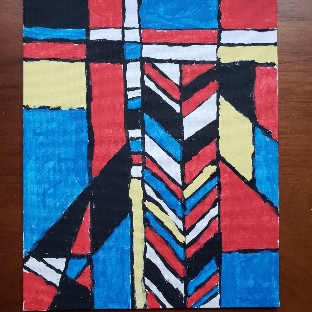 Primary Movement 2- Acrylic on Canvas Board